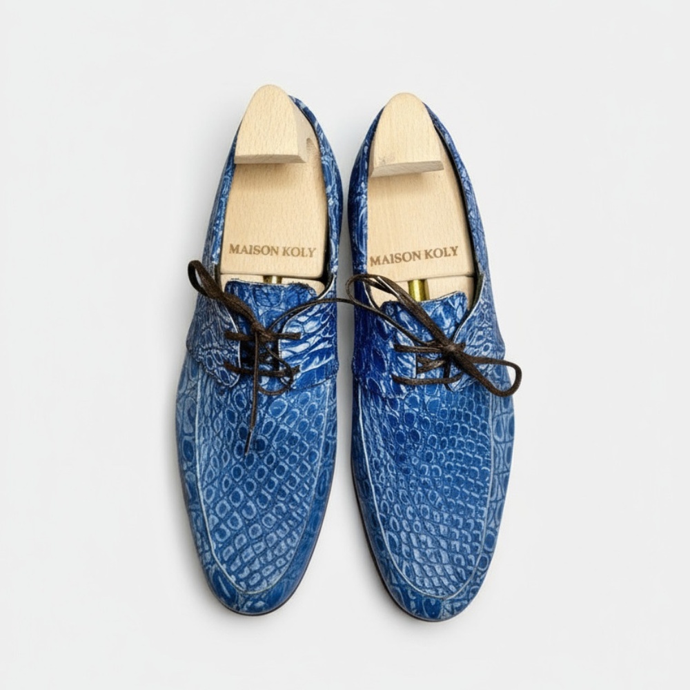 Maison Koly X Enzo Bonafe Zanzibar Suede alligator Navy